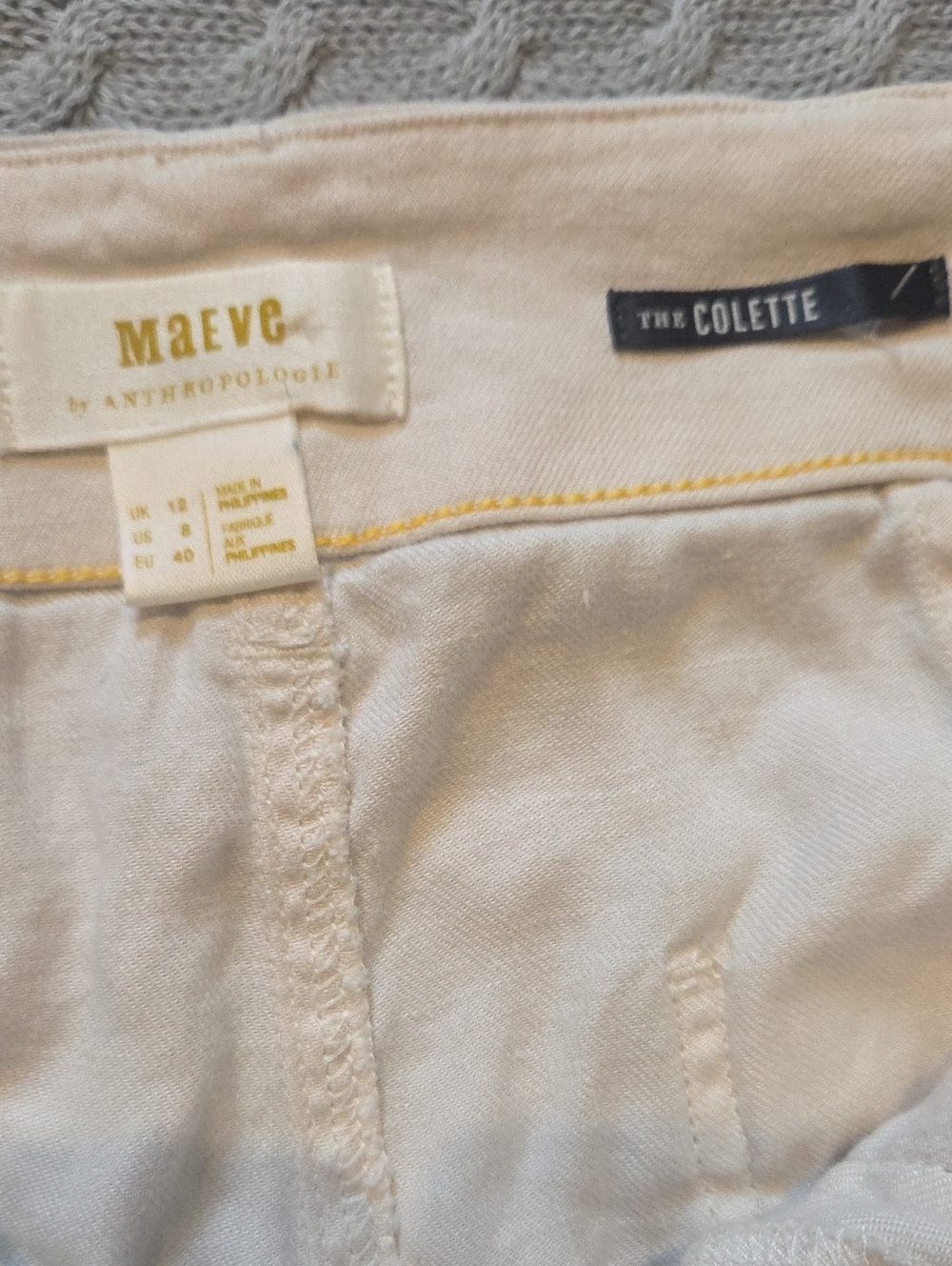 Maeve Colette European Linen Stretch High-Rise Wide-Leg Pants 8 Cream Off-White - Picture 4 of 7